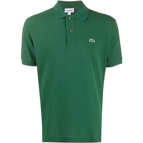 Grünes Baumwoll-Logo-Patch-Polo-Shirt , Herren, Größe: S - Lacoste - Modalova