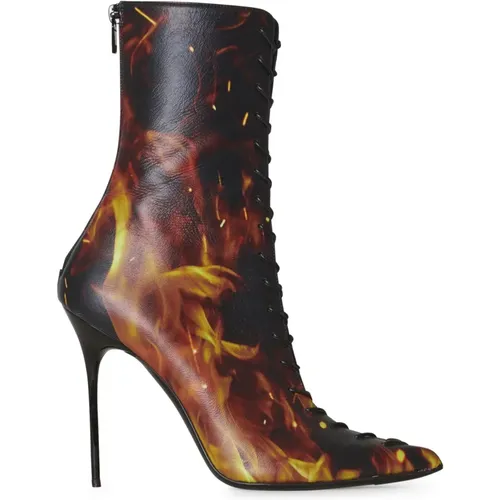 Stiefeletten Uria aus Leder mit Fire-Print , Damen, Größe: 38 EU - Balmain - Modalova