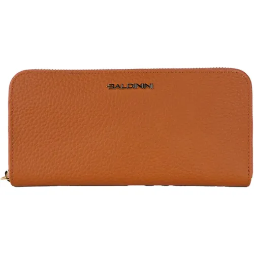 Wallets & Cardholders, female, , Size: ONE SIZE Leather Zip Wallet with Brand Logo - Baldinini - Modalova