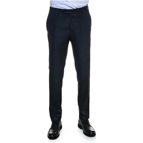 Suit Trousers, male, , Size: 3XL Slim Fit Wool Trousers with Zip - Canali - Modalova