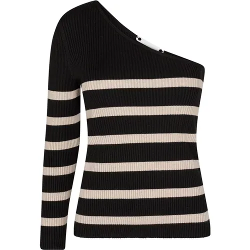 Stripe Asym Rib Knit Sweater , female, Sizes: S, M - Co'Couture - Modalova