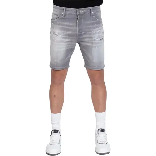 Grey Skinny Shorts with Distressed Look , male, Sizes: W36, W30, W34, W32, W31, W33 - My Brand - Modalova