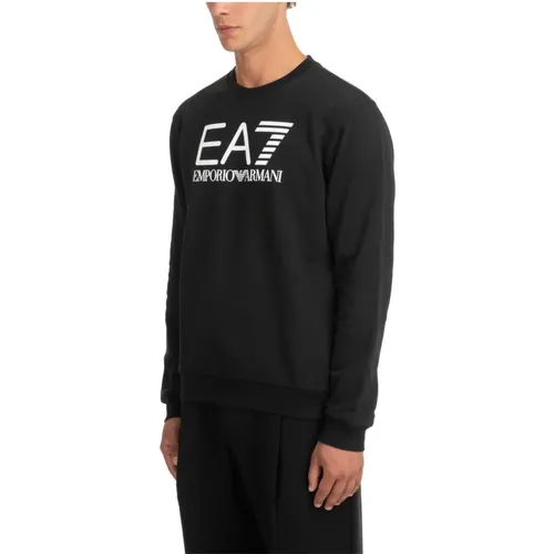 Patterned Logo Sweatshirt , male, Sizes: L, M, S - Emporio Armani EA7 - Modalova