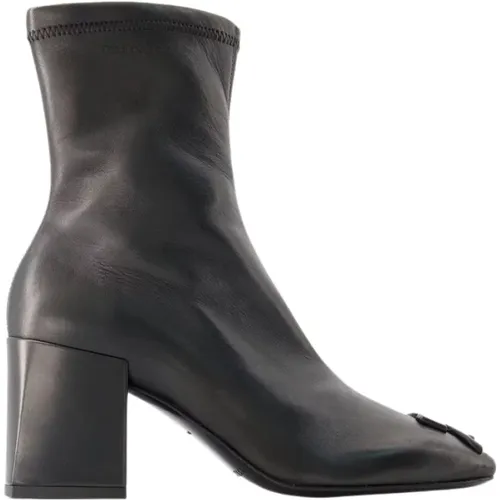 Leather Heritage Boots - Square Toe - 7.5 cm Heel , female, Sizes: 5 UK - Courrèges - Modalova