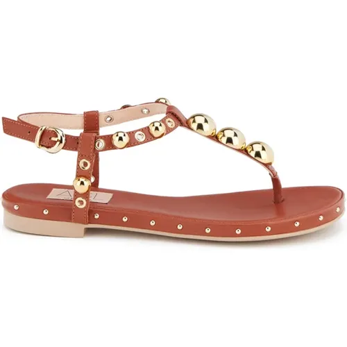 Braune Leder Freizeit Offene Sandalen , Damen, Größe: 41 EU - AGL - Modalova