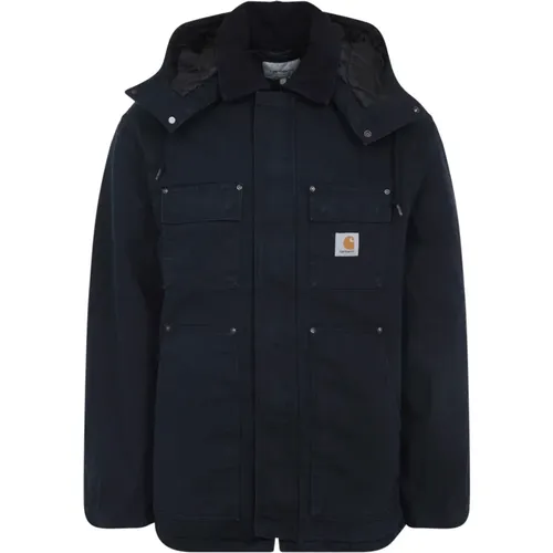 Light Jackets, male, , Size: S Deep Night Blue Cotton Ambel Coat - Carhartt WIP - Modalova