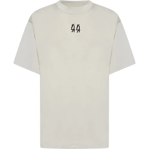 Weiße Baumwoll Logo Print T-shirt , Herren, Größe: L - 44 Label Group - Modalova