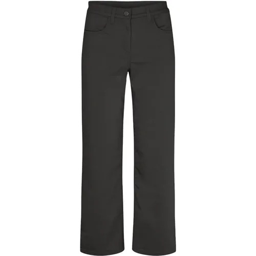 Black Straight Crop Trousers Amelia Slit , female, Sizes: S, M, XS - LauRie - Modalova