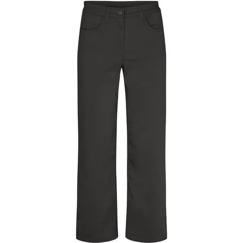 Black Straight Crop Trousers Amelia Slit , female, Sizes: XL, S, 2XL, 3XL, M, XS, L - LauRie - Modalova