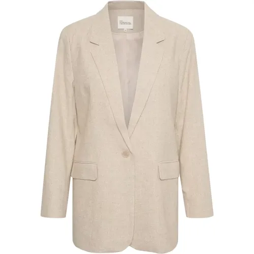 Lavitamw Blazer Jacket Oatmeal , female, Sizes: 2XL - My Essential Wardrobe - Modalova