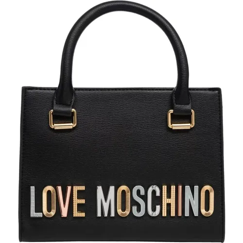 Swarovski Logo Handtasche Magnetverschluss , Damen, Größe: ONE Size - Love Moschino - Modalova