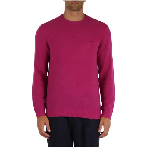 Merino Alpaka Wolle Logo bestickter Pullover , Herren, Größe: M - Sun68 - Modalova