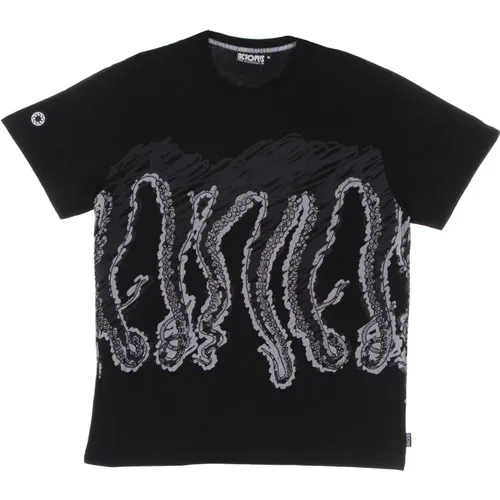 Schwarzes Herren Rundhals T-Shirt - Octopus - Modalova