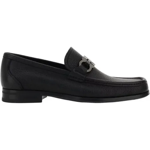 Loafers, male, , Size: 7 1/2 US Elegant Calfskin Loafers with Gancini Logo - Salvatore Ferragamo - Modalova