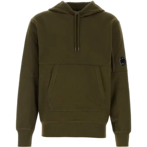 Olivgrüner Baumwoll-Sweatshirt , Herren, Größe: XL - C.P. Company - Modalova