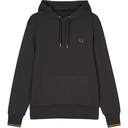 Hoodies, male, , Size: S Grey Tipped Hooded Sweatshirt - Fred Perry - Modalova