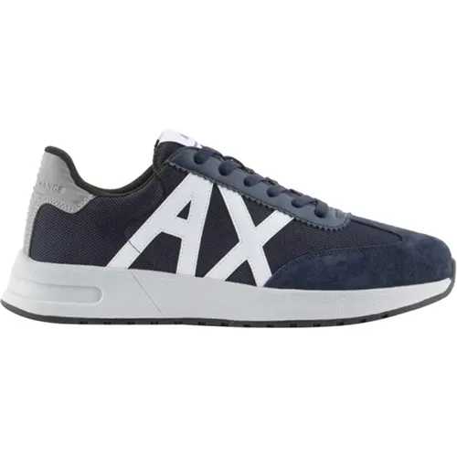 Sneakers, male, , Size: 7 US Round Toe Rubber Sole Lace-up Sneakers - Armani Exchange - Modalova