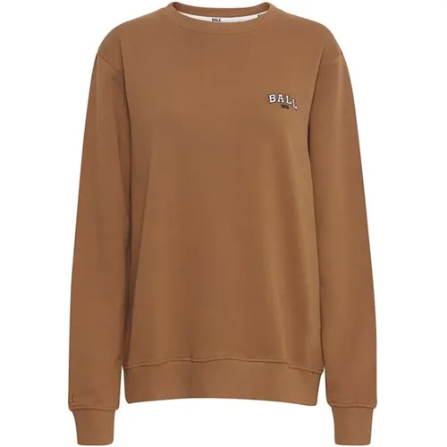 Caramel Sweatshirt with Embroidered Detail , female, Sizes: 2XL, M, XS - Ball - Modalova