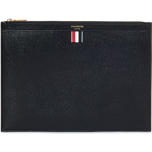 Leather Document Holder Clutch , male, Sizes: ONE SIZE - Thom Browne - Modalova