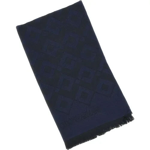 Winter Scarves, male, , Size: ONE SIZE Mens Wool Scarf with Logo - Emporio Armani - Modalova