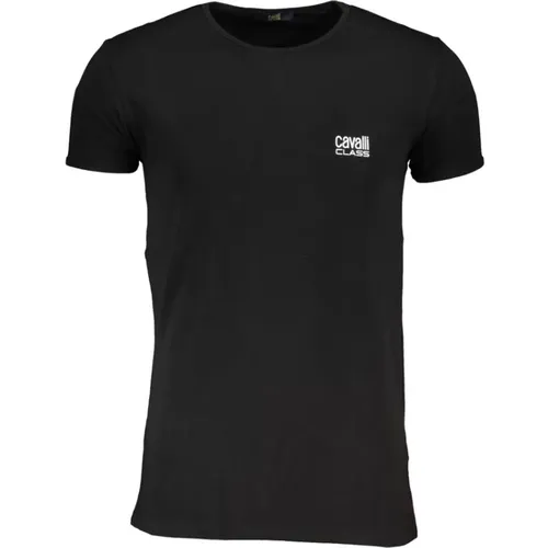 Schwarzes T-Shirt mit Drucklogo , Herren, Größe: M - Cavalli Class - Modalova