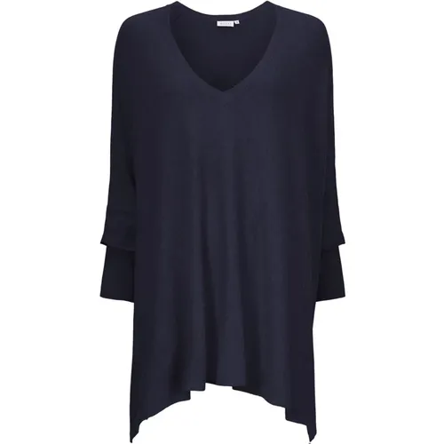 Flattering Loose-Fit Navy Top with Long Sleeves , female, Sizes: S, XL, L, M - Masai - Modalova