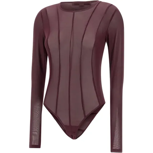 Body, female, , Size: XS Burgundy Lycra Bodysuit with Transparencies - Remain Birger Christensen - Modalova