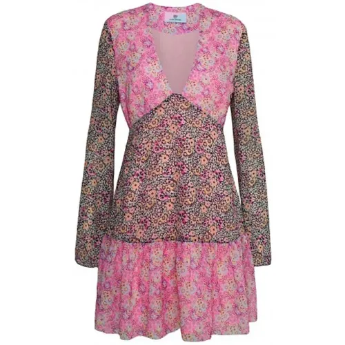 Floral Chiffon Dress with Bell Sleeves , female, Sizes: M - Chiara Ferragni Collection - Modalova