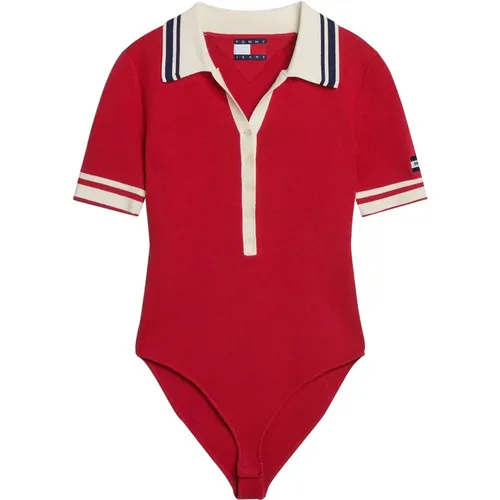 V-neck Body Polo Shirt , female, Sizes: M, S - Tommy Hilfiger - Modalova