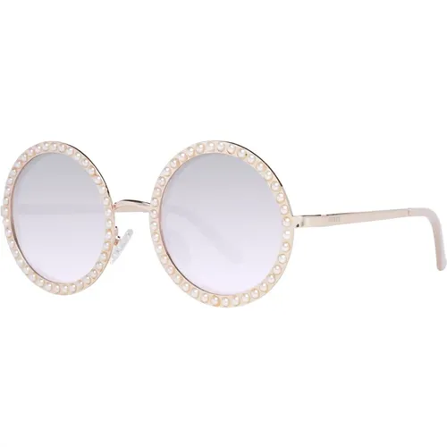 Sunglasses, female, , Size: ONE SIZE Rose Gold Mirrored Round Sunglasses - Guess - Modalova