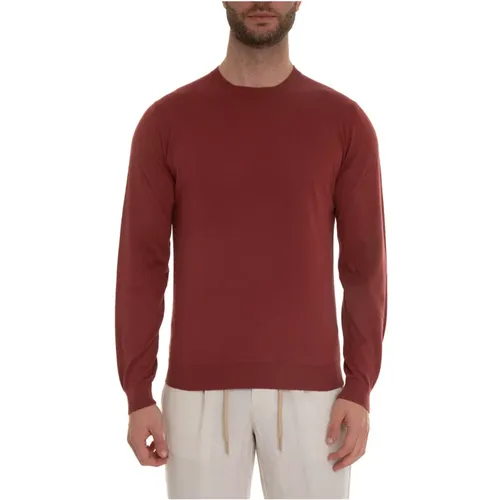 Round-neck Knitwear, male, , Size: M Ultralight Slim Fit Cotton Pullover - Hindustrie - Modalova