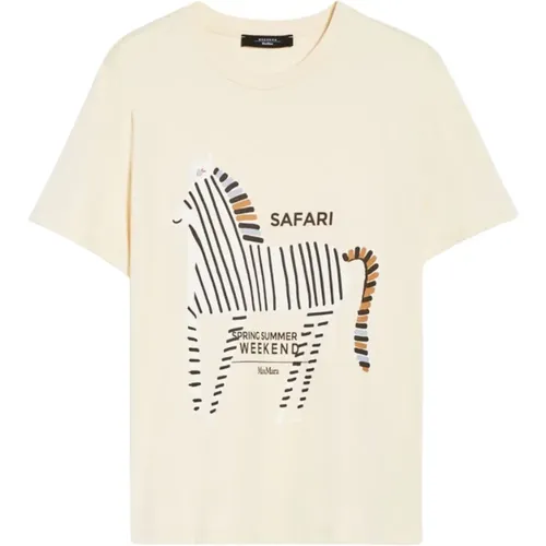 T-Shirt mit Grafischem Druck und Kurzen Ärmeln , Damen, Größe: XL - Max Mara Weekend - Modalova