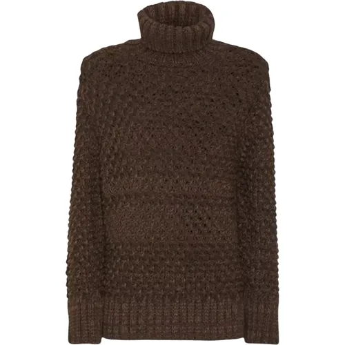 Hochgeschlossener Strickpullover mit Haselnussmuster , Damen, Größe: XS - MVP wardrobe - Modalova