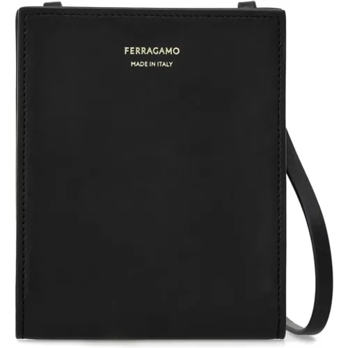 Leather Credit Card Holder , male, Sizes: ONE SIZE - Salvatore Ferragamo - Modalova