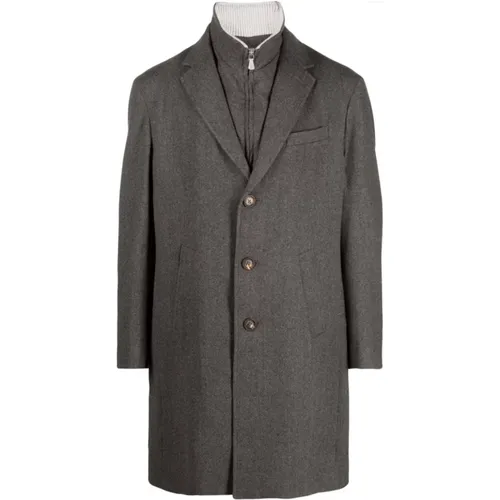 Detachable Wool Coat with Back Vent , male, Sizes: XL - Eleventy - Modalova