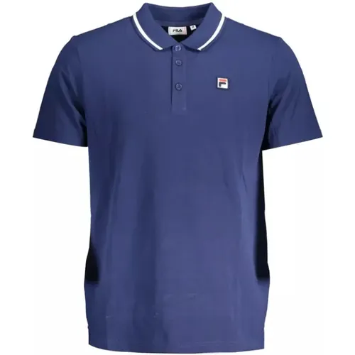 Blaues Baumwoll-Poloshirt mit Logo , Herren, Größe: M - Fila - Modalova