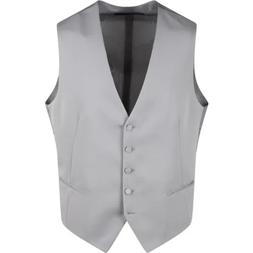 Suit Vests, male, , Size: L Slim Fit V-Neck Waistcoat - Tagliatore - Modalova