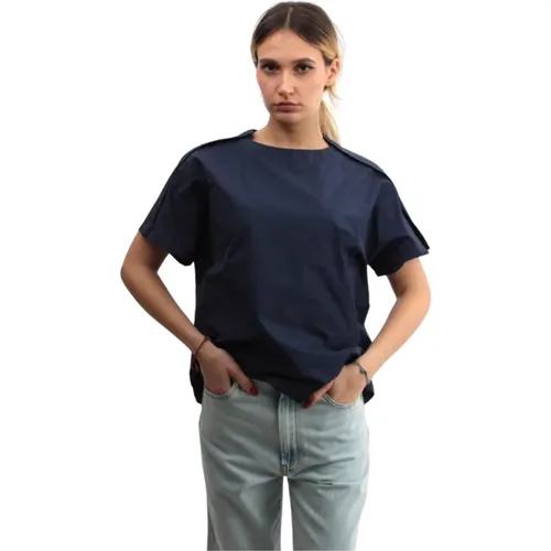 Blaue Bluse mit Knopfverschluss , Damen, Größe: M - Liviana Conti - Modalova