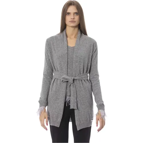 Trend Cardigan mit Gürtel und Federn,Feder-Gürtel-Strickjacke Trend NW1183P,Feder Gürtel Cardigan Langarm - Baldinini - Modalova