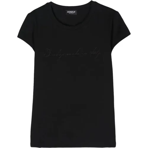 Stylisches Schwarzes T-Shirt , Damen, Größe: L - Dondup - Modalova