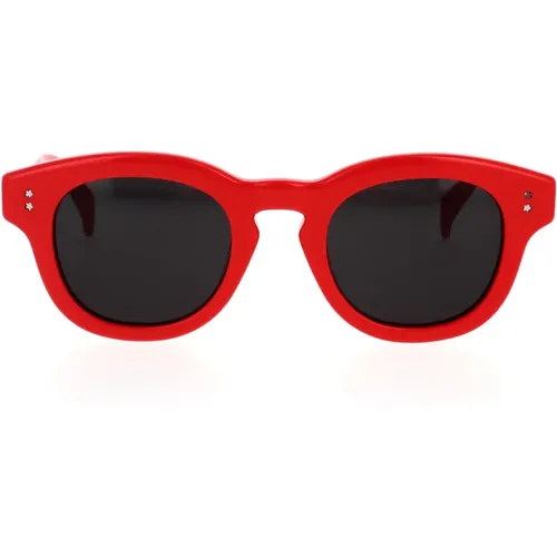 Runde rote Sonnenbrille mit grauen Gläsern , unisex, Größe: 48 MM - Kenzo - Modalova