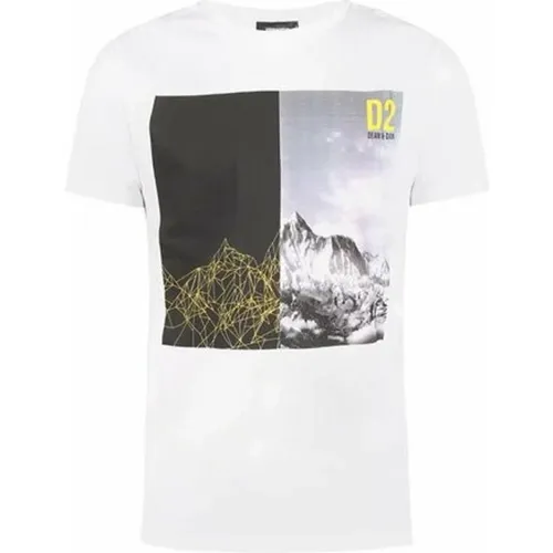 Weißes Baumwoll-T-Shirt, Hergestellt in Italien , Herren, Größe: S - Dsquared2 - Modalova