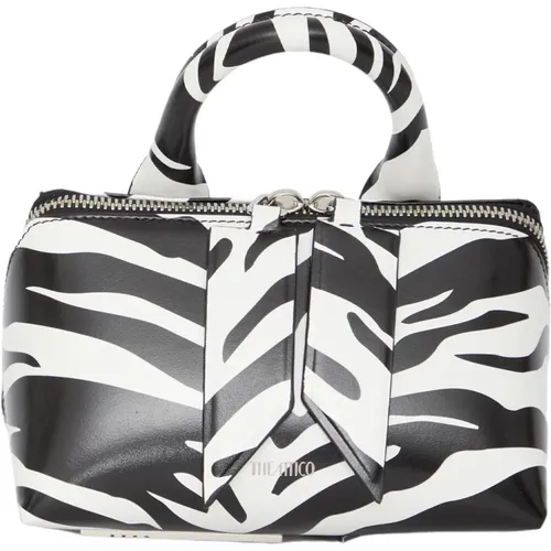 Schwarze Zebra Leder Mini Tasche - The Attico - Modalova