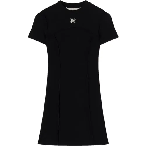 Monogram Mini Dress - Short Sleeve , female, Sizes: M, XS, S - Palm Angels - Modalova