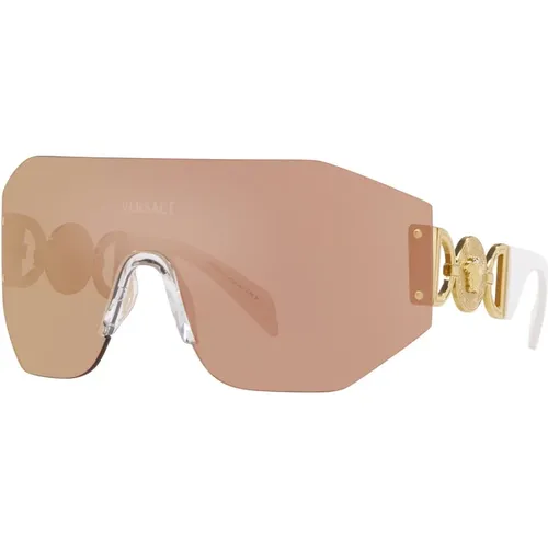 Gold/Brown Rose Gold Sunglasses - Versace - Modalova