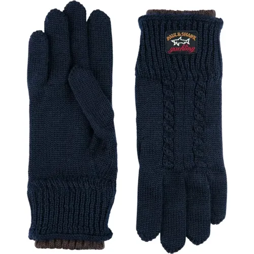 Blaue Moro Handschuhe , Herren, Größe: 8 1/2 IN - PAUL & SHARK - Modalova