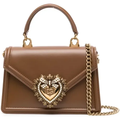 Karamell Top-Griff Tasche mit Metallkettenschulterriemen - Dolce & Gabbana - Modalova