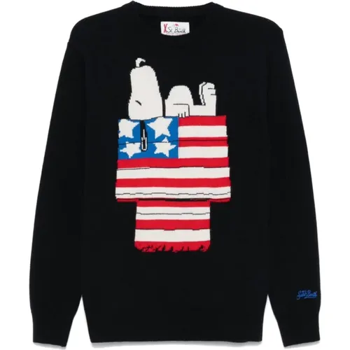 Blauer Snoopy Pullover mit Rundhalsausschnitt - MC2 Saint Barth - Modalova