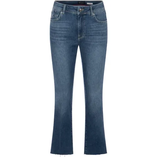 Moderne Blumige Bestickte Slim Fit Jeans , Damen, Größe: L - RAFFAELLO ROSSI - Modalova