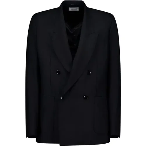 Blazers, male, , Size: S Double-Breasted Wool Blazer in - Laneus - Modalova